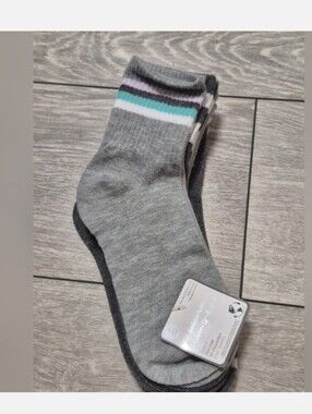Ladies Mid-Crew Gray and Dark Gray Socks Set. Shoe Size 4-10
